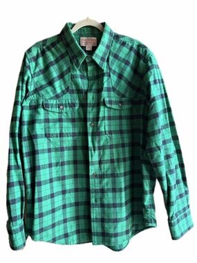 RARE vintage Filson Green and Black Plaid Button-Down Shirt